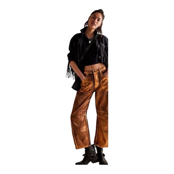 We The Free Metallic Good Luck Mid Rise Pants